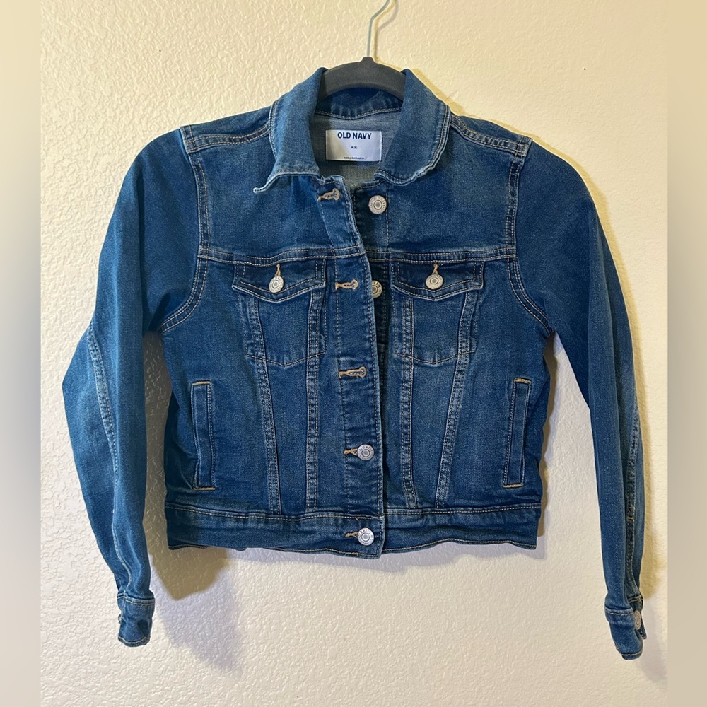 Old Navy Cropped Denim Girl’s Jacket Medium (8) 5 Button